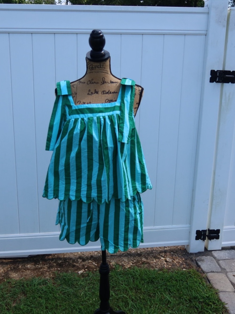 Striped Green and Teal Summer Dress - Women